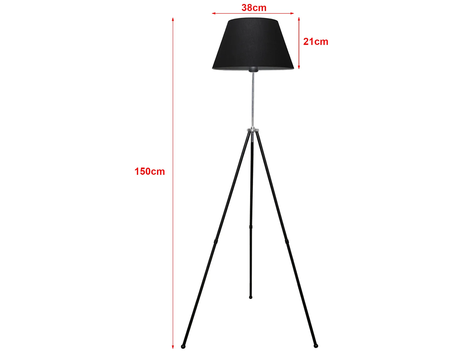 Lampadaire Livingston hauteur 150 cm E27 noir / argenté [lux.pro]