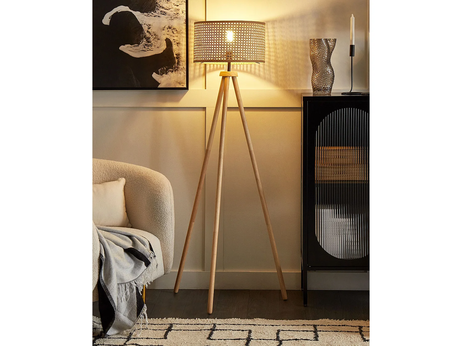 Lampadaire PENTON Rotin Naturel