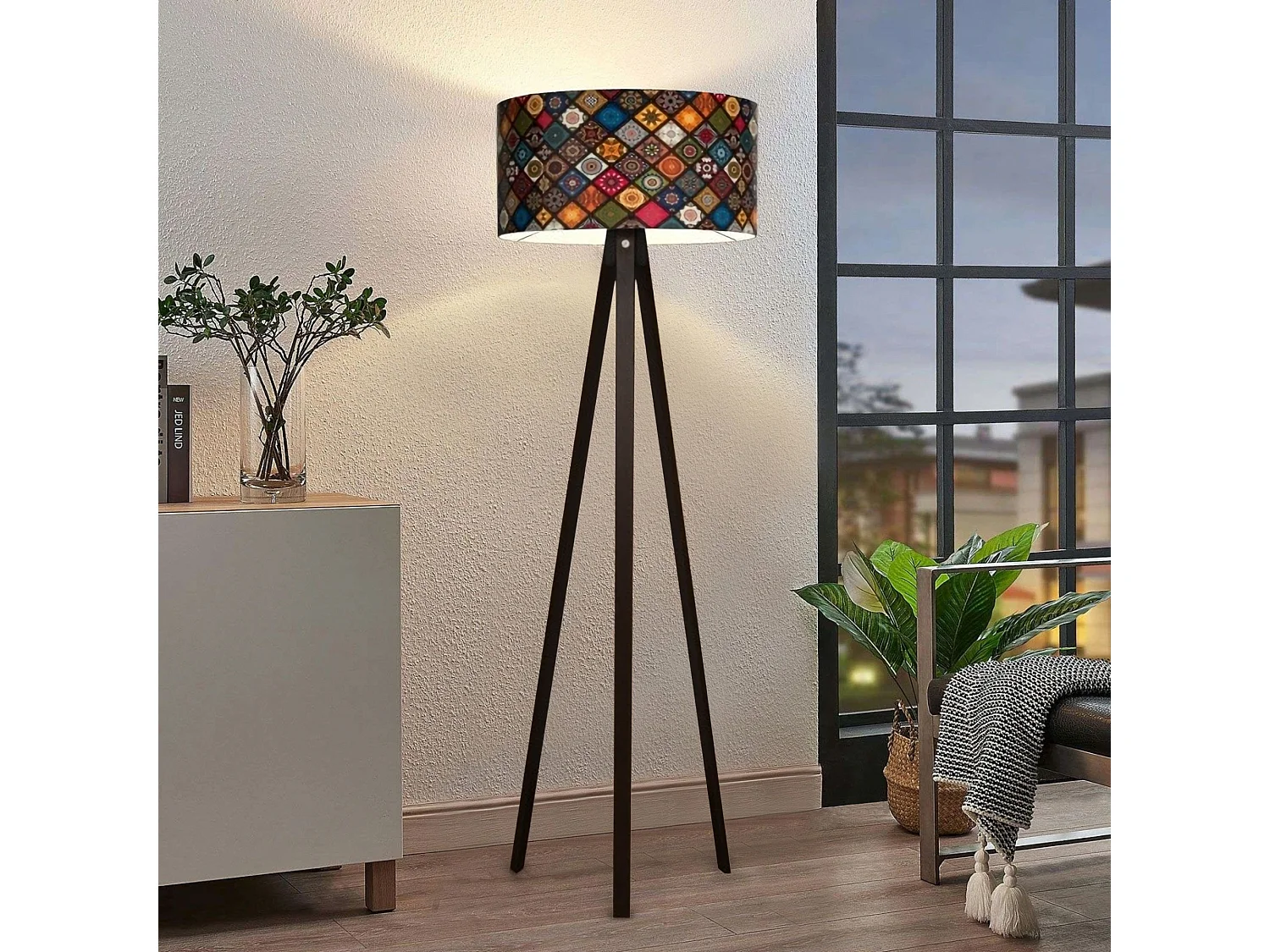 Lampadaire Newport hauteur 140 cm E27 noir / multicolore [lux.pro]