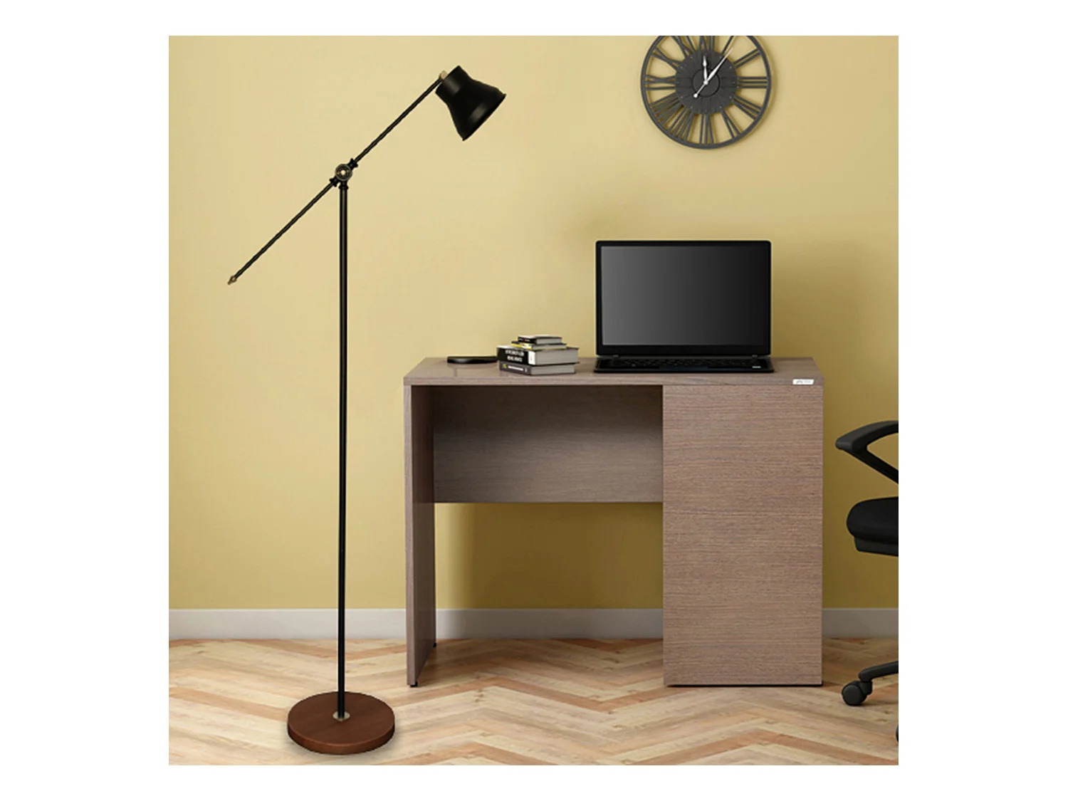 Lampadaire Peterborough hauteur 145 cm E14 effet bois / noir [lux.pro]