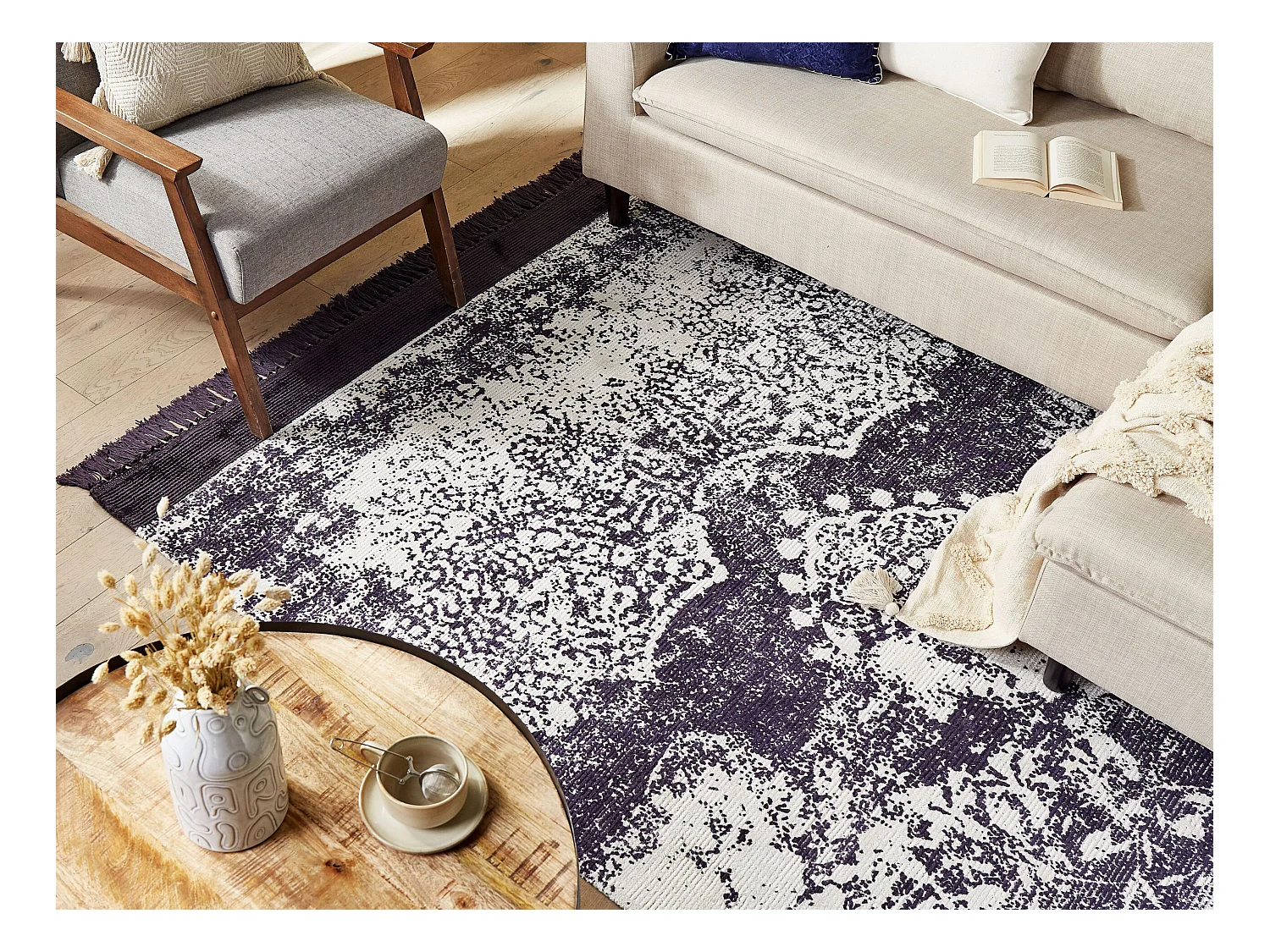 Tapis AKARSU Violet 160 x 230 cm Soie artificielle