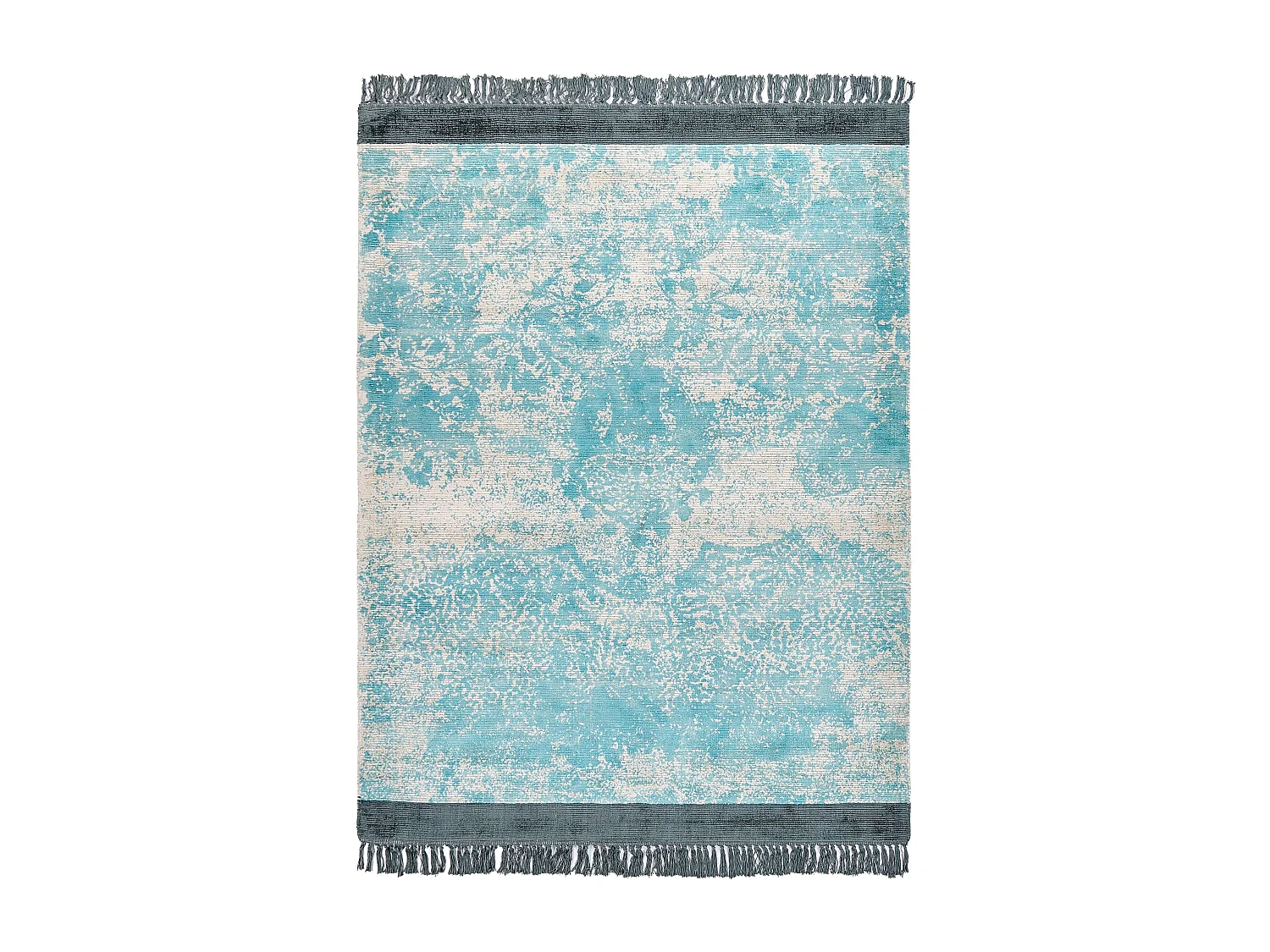 Teppich Viskose hellblau / beige 140 x 200 cm cm orientalisches Muster Kurzflor AKARSU