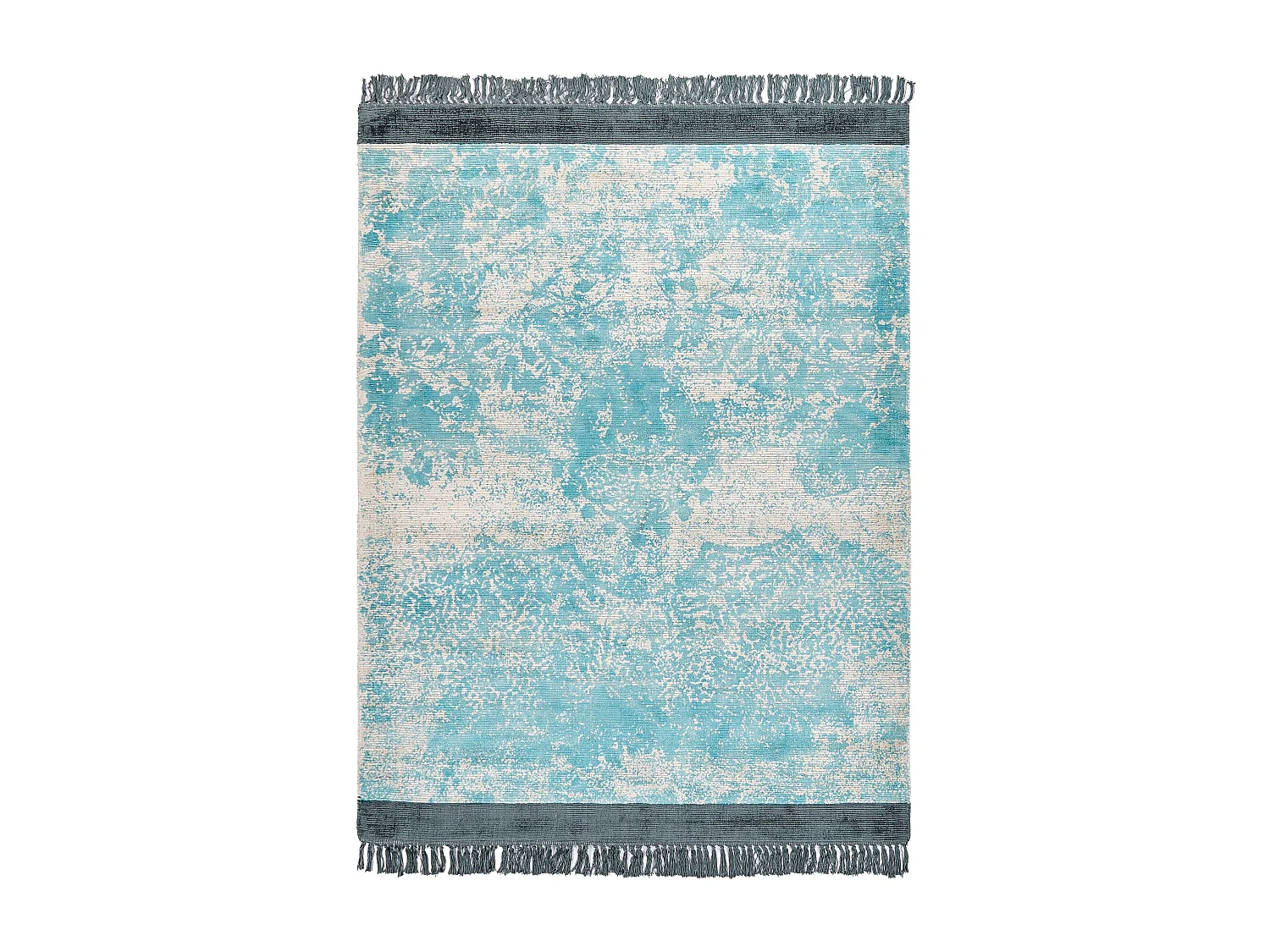 Teppich Viskose hellblau / beige 140 x 200 cm cm orientalisches Muster Kurzflor AKARSU