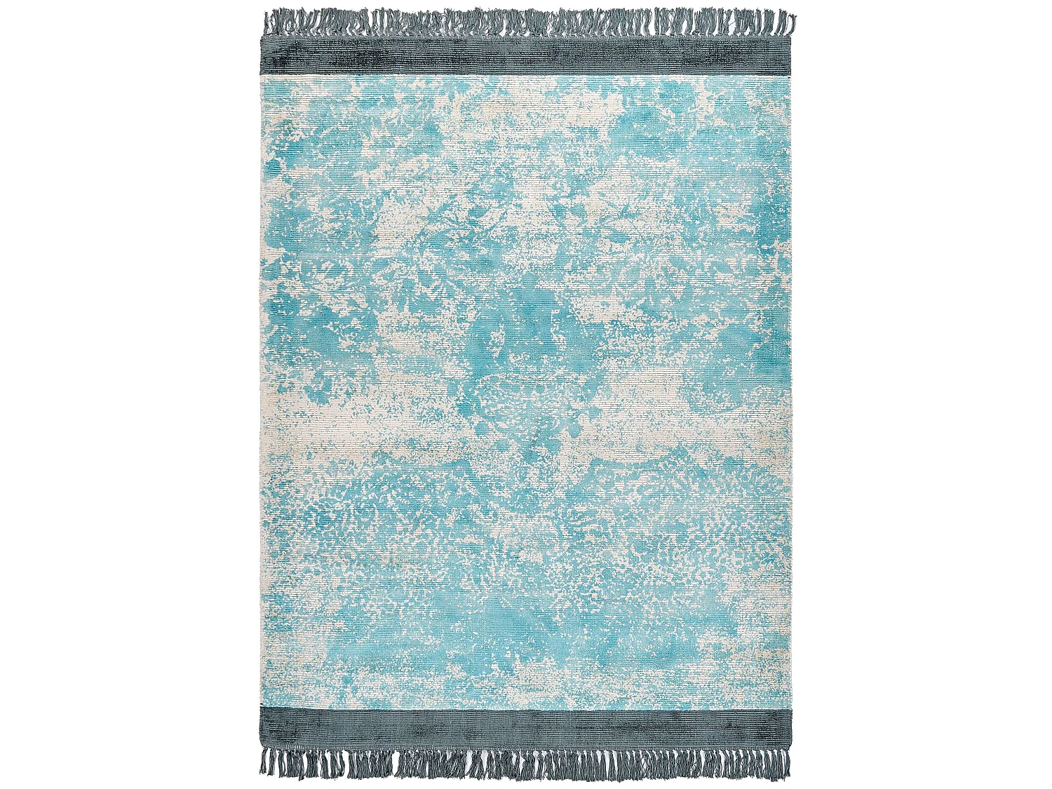 Alfombra de viscosa azul claro/beige 140 x 200 cm AKARSU