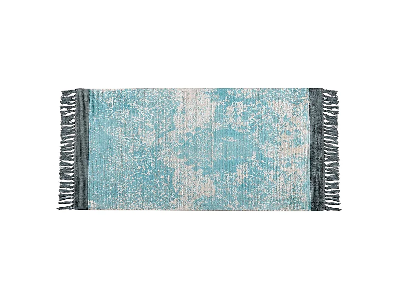 Dywan z wiskozy 80 x 150 cm niebieski z beżowym AKARSU