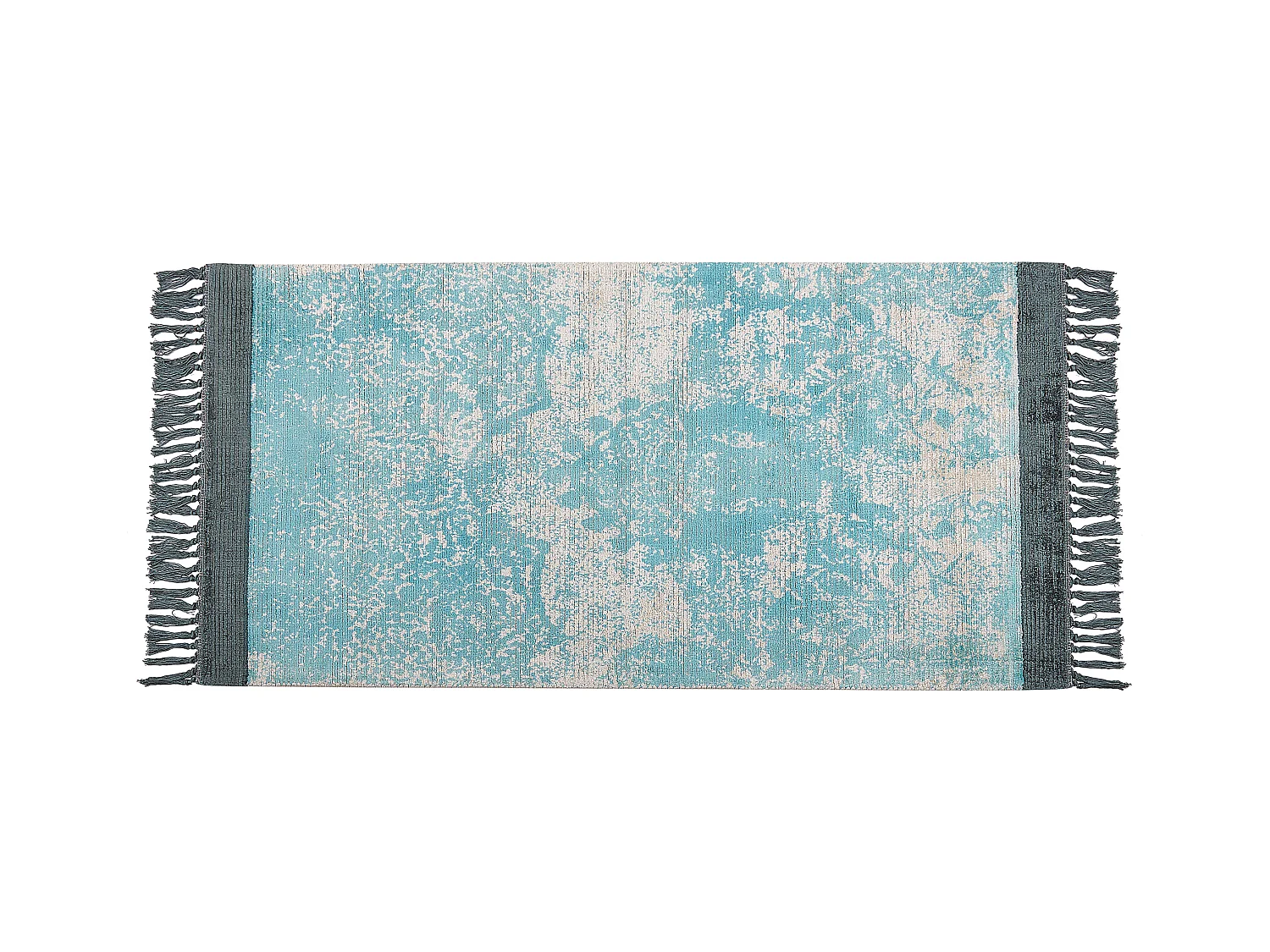 Teppich Viskose hellblau / beige 80 x 150 cm cm orientalisches Muster Kurzflor AKARSU