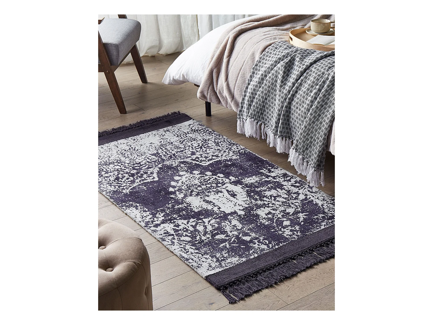 Dywan z wiskozy 80 x 150 cm fioletowy z białym AKARSU