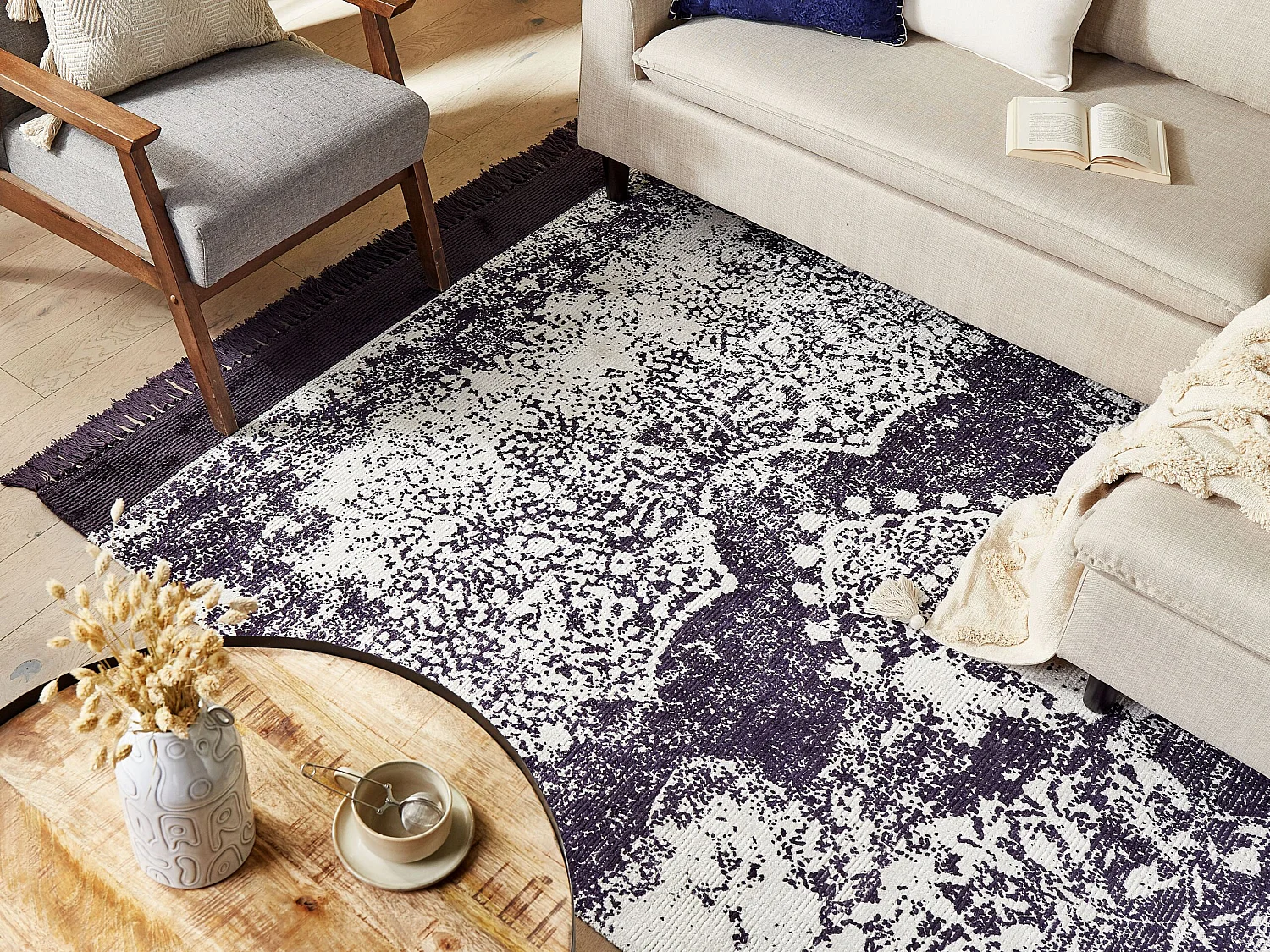Vloerkleed viscose paars/wit 140 x 200 cm AKARSU