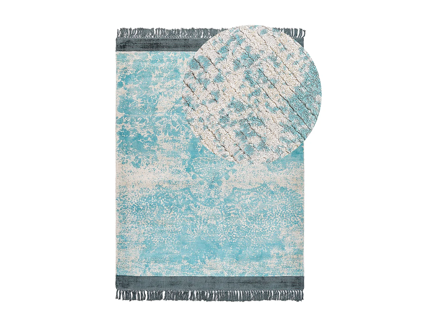 Tapete em viscose azul e creme 160 x 230 cm AKARSU