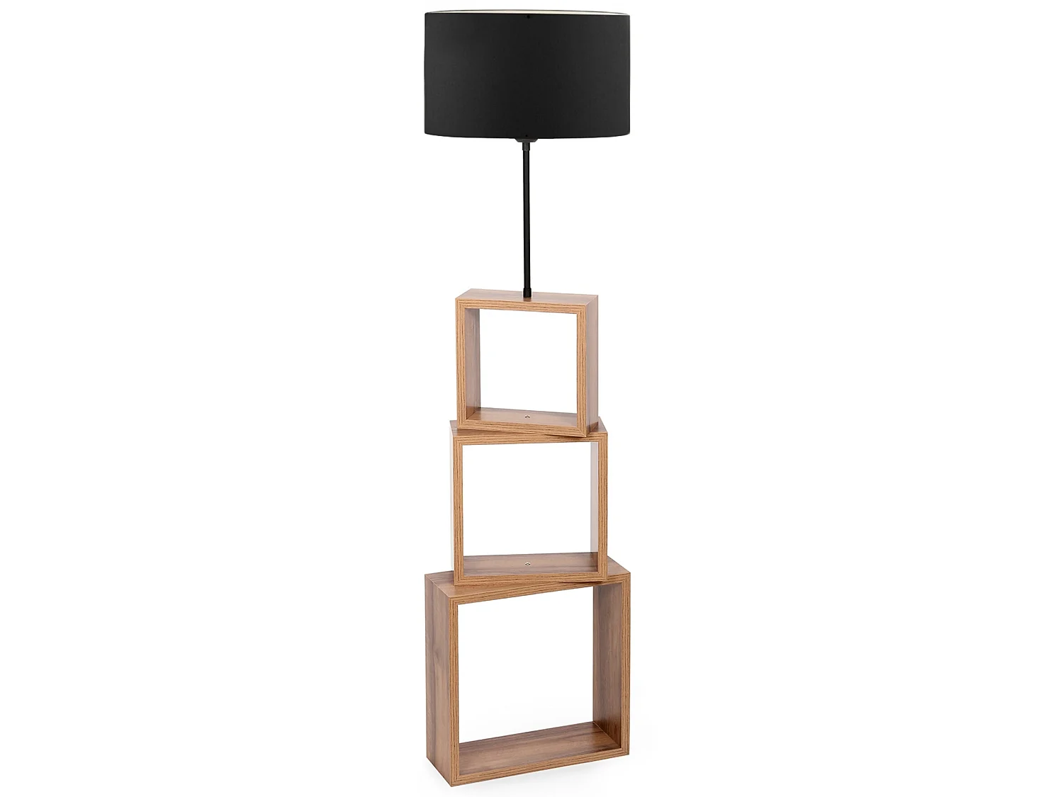 Lampadaire Mansfield avec étagère hauteur 140 cm E27 effet bois / noir [lux.pro]