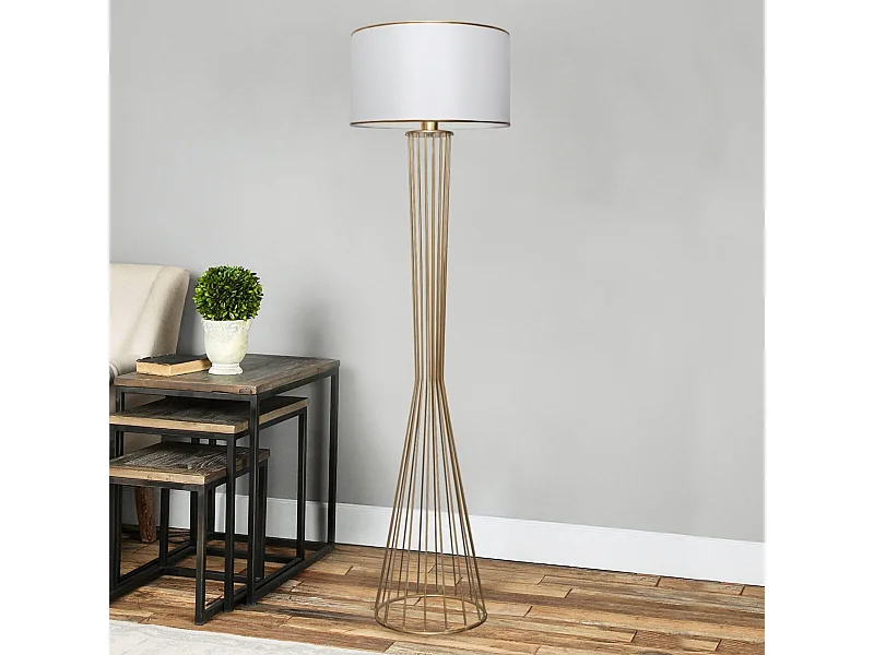 Lampadaire Newcastle hauteur 155 cm E27 laiton / blanc [lux.pro]