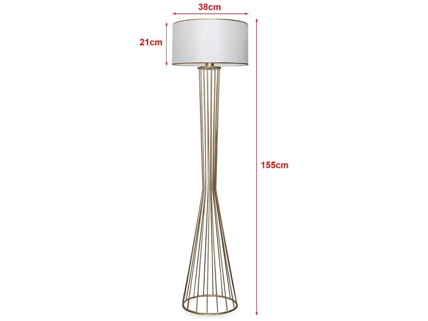 Lampadaire Newcastle hauteur 155 cm E27 laiton / blanc [lux.pro]