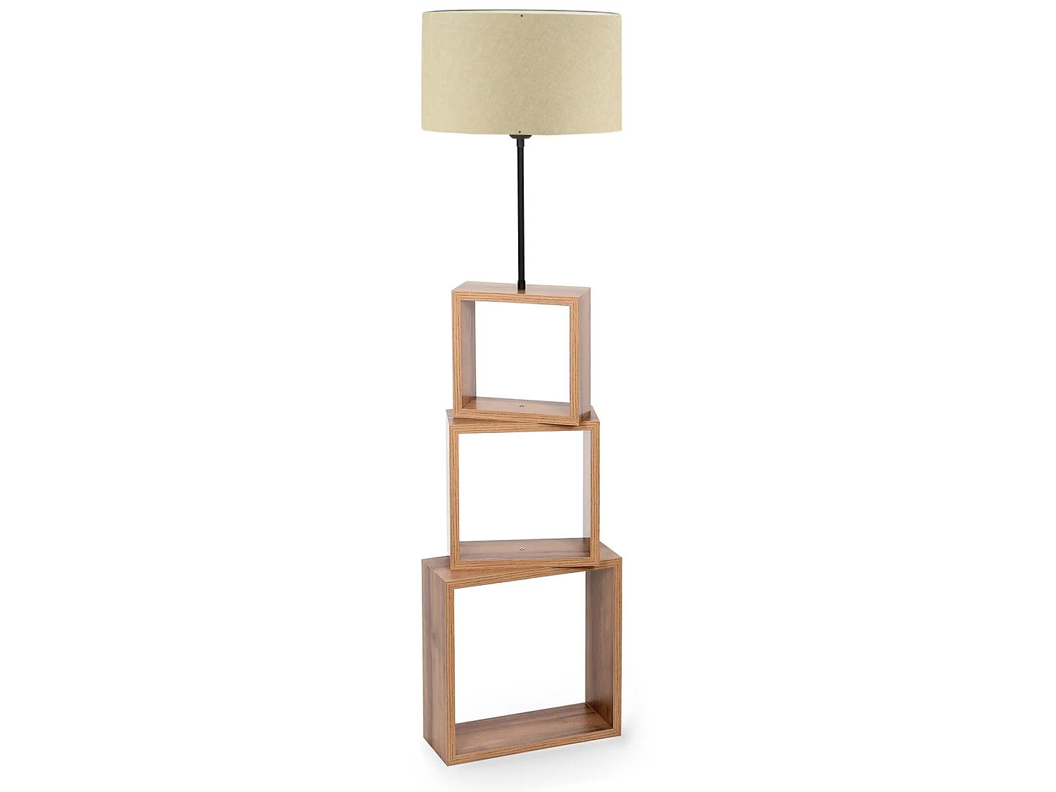 Lampadaire Mansfield avec étagère hauteur 140 cm E27 effet bois / noir / crème [lux.pro]