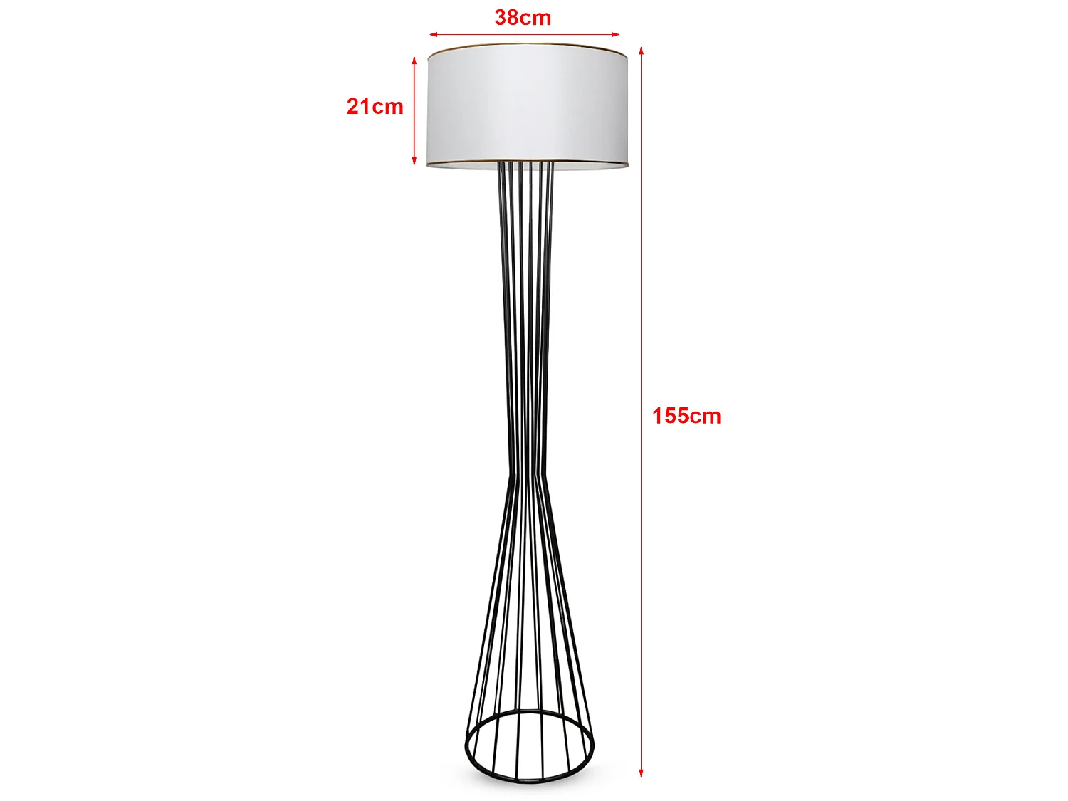 Lampadaire Newcastle hauteur 155 cm E27 noir / blanc [lux.pro]
