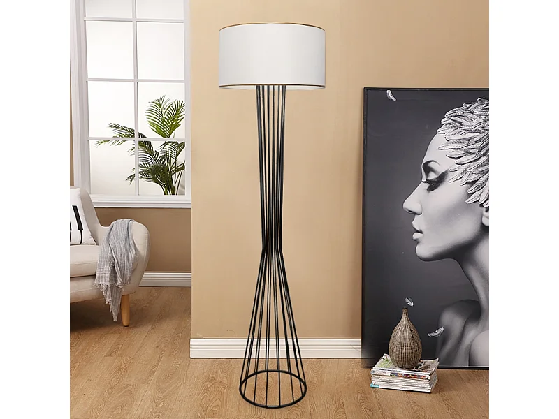 Lampadaire Newcastle hauteur 155 cm E27 noir / blanc [lux.pro]