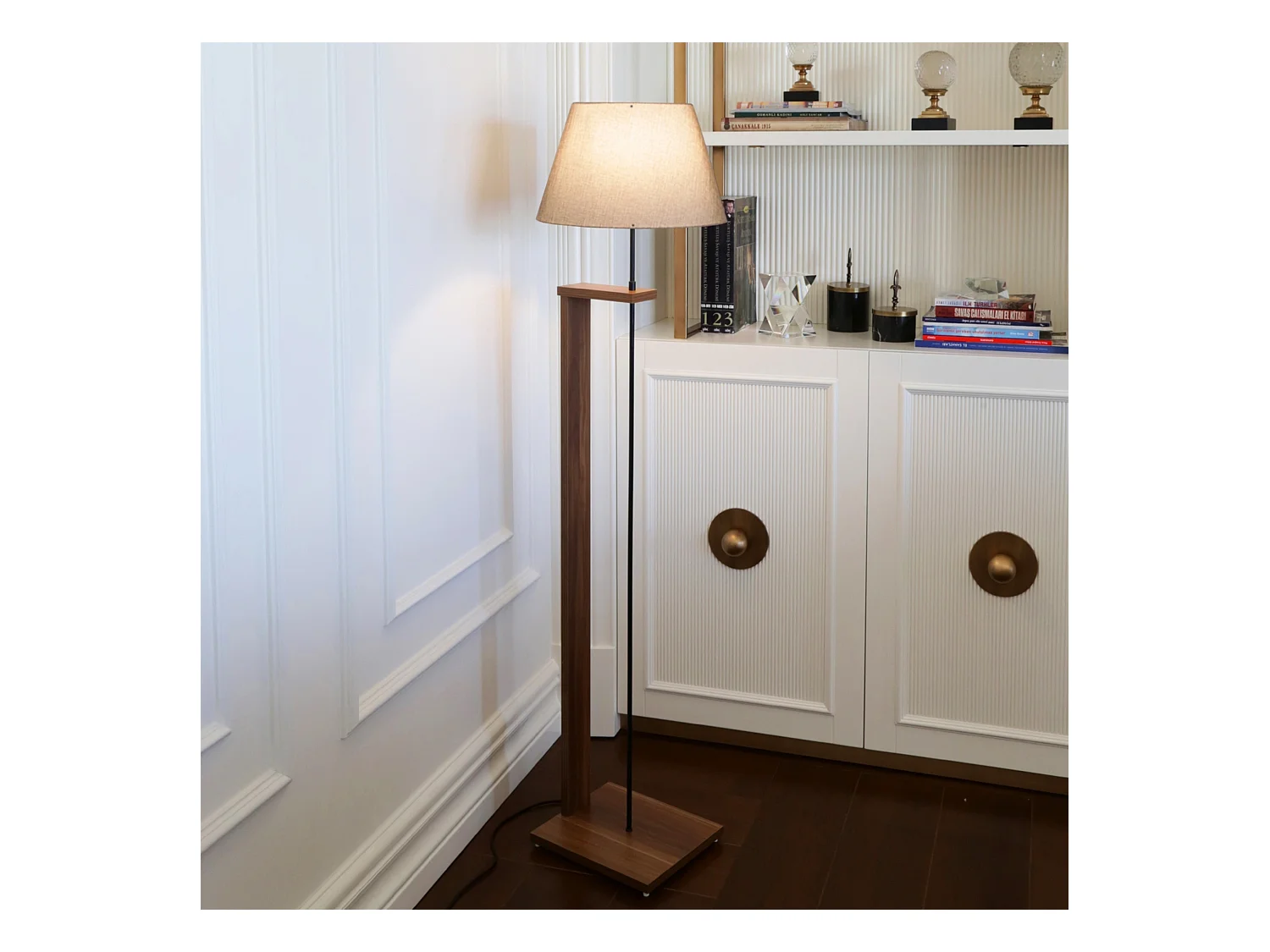 Lampadaire Bromwich hauteur 150 cm E27 effet bois / noir / beige [lux.pro]