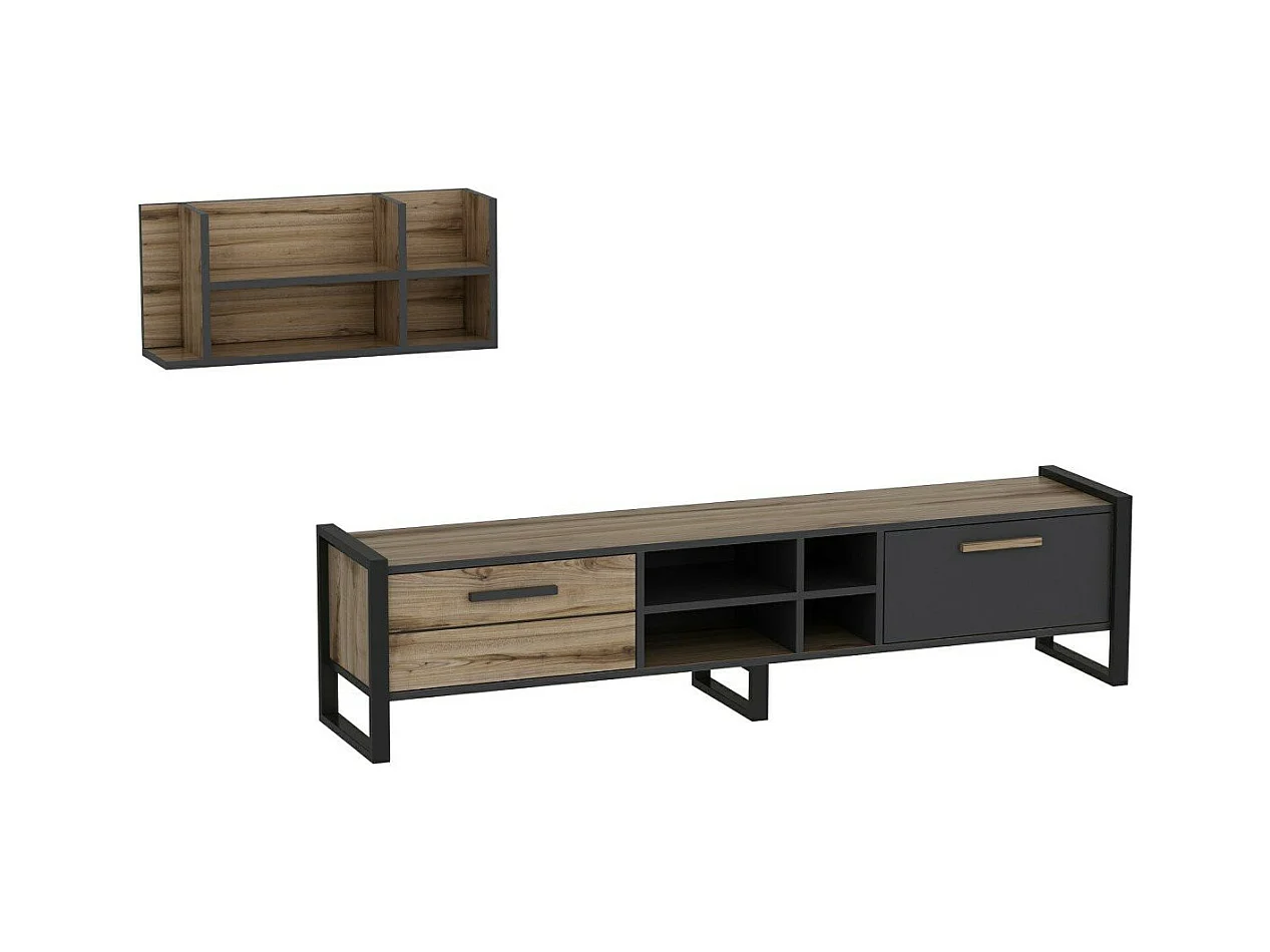 Salon complet Leno chêne clair et gris