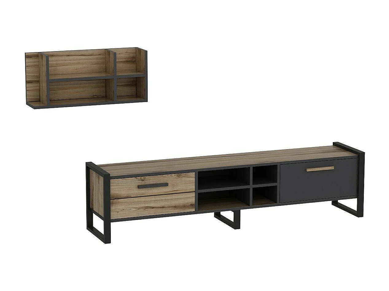 Salon complet Leno chêne clair et gris