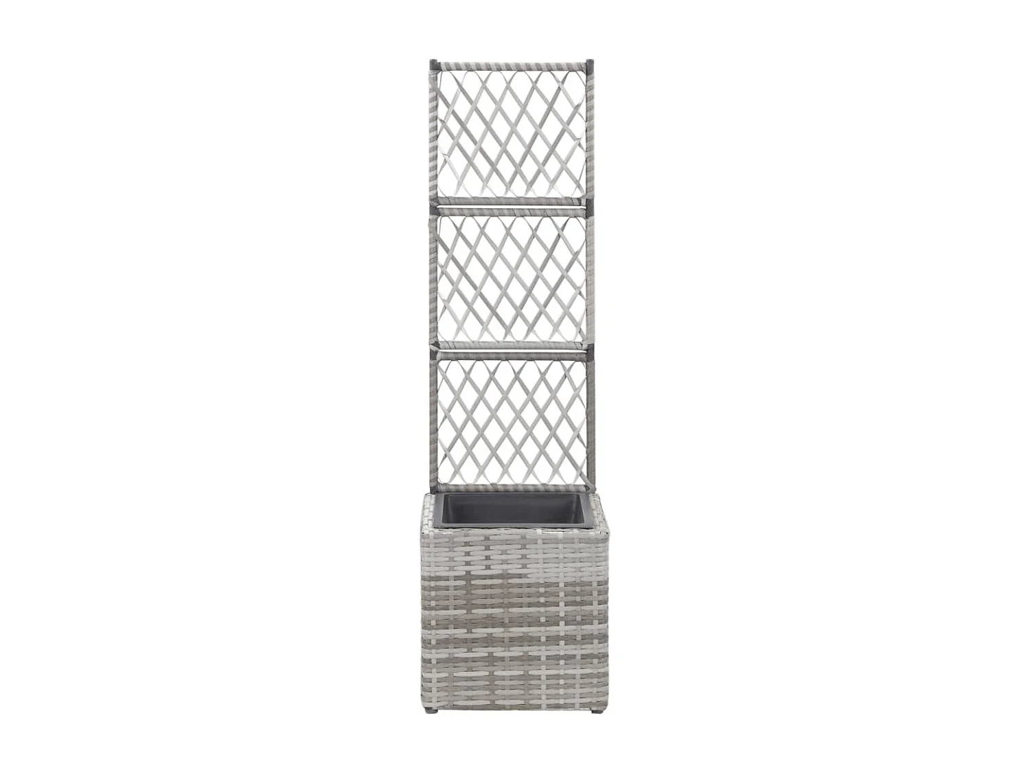 Plantador de cama elevada plantas flores treliça jardim 1 vaso 30 x 30 x 107 cm resina tecida cinza 02_0001257
