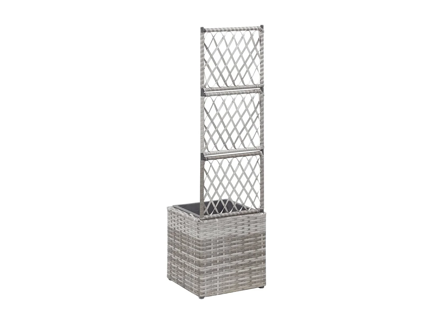 Plantador de cama elevada plantas flores treliça jardim 1 vaso 30 x 30 x 107 cm resina tecida cinza 02_0001257
