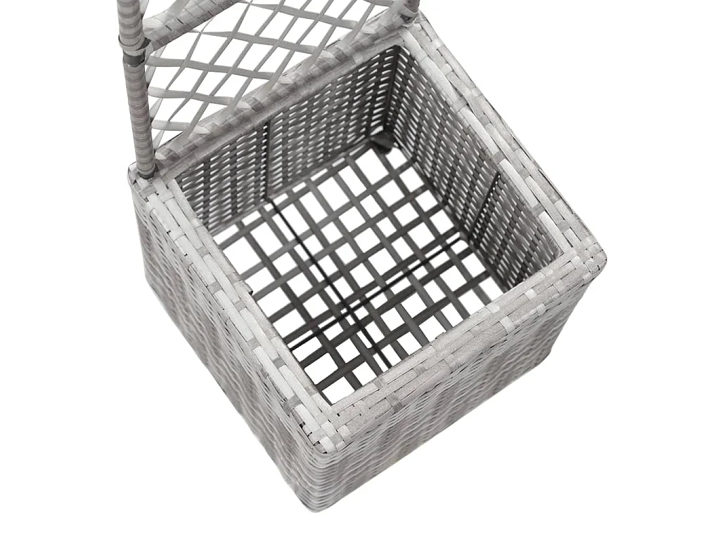 Plantador de cama elevada plantas flores treliça jardim 1 vaso 30 x 30 x 107 cm resina tecida cinza 02_0001257