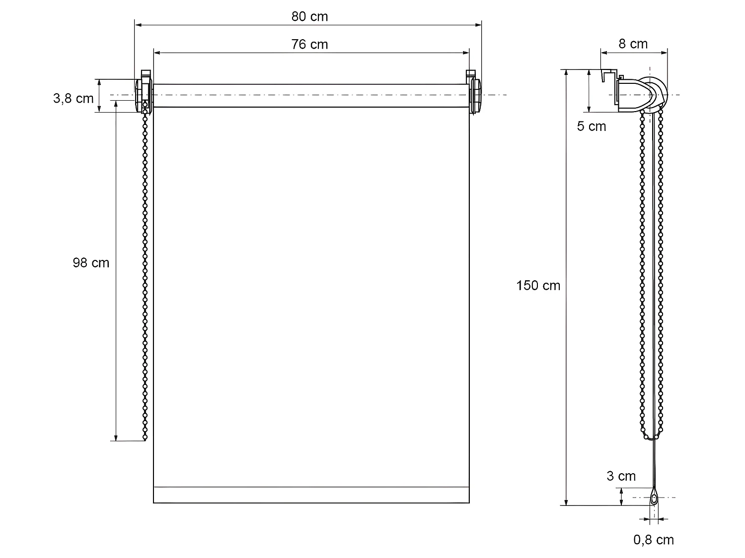 Estor enrollable blackout 80 x 150 cm Klemmfix ECD Germany