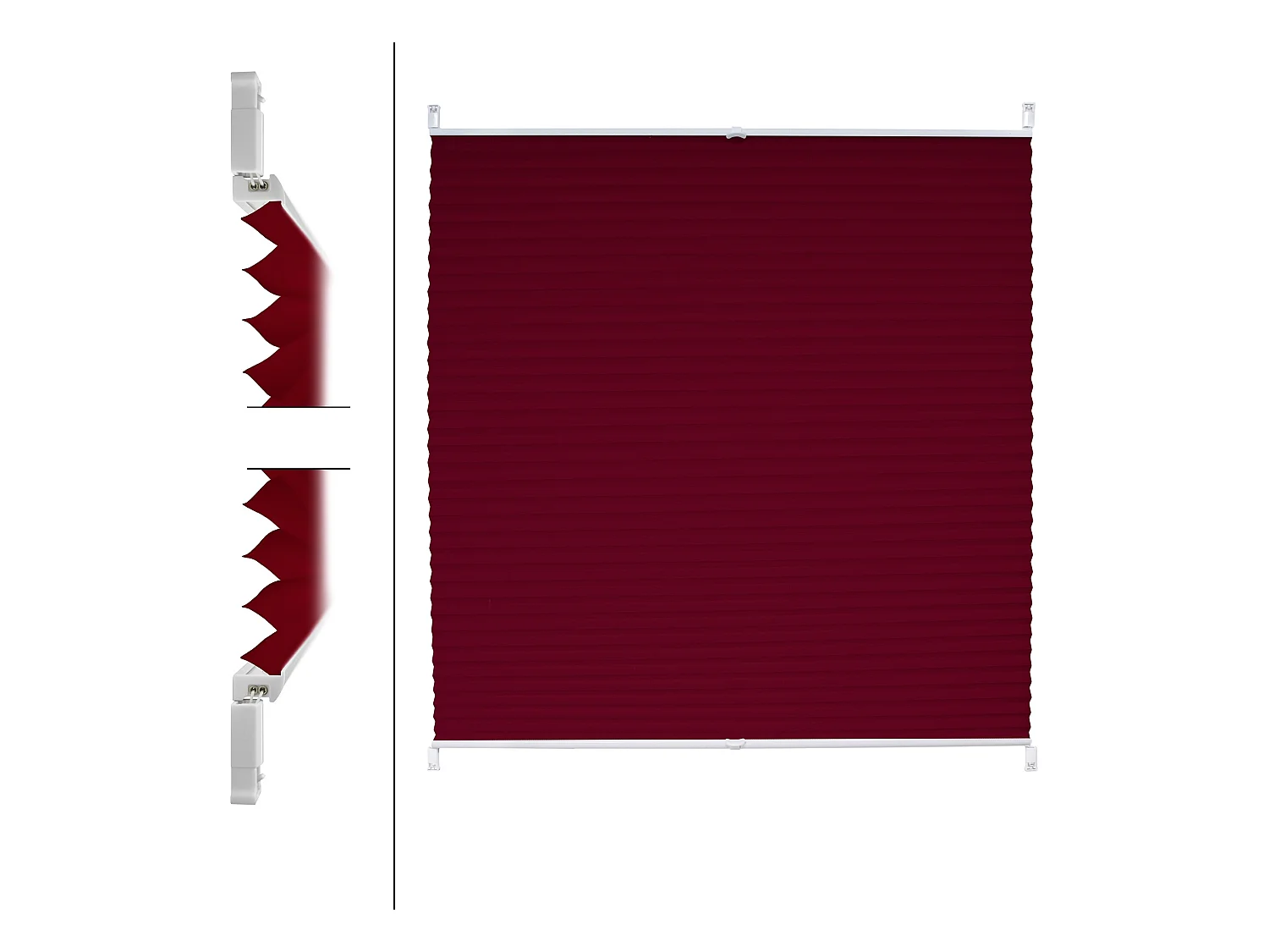 Store Plissé Klemmfix 55x200 cm Bordeaux sans Perçage ECD Germany