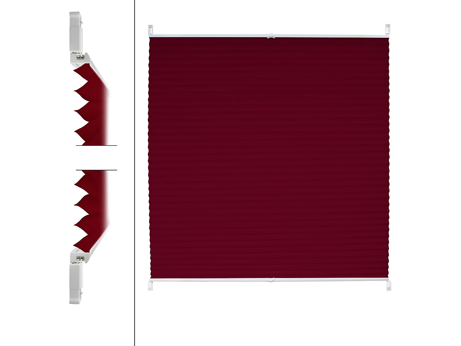 Store Plissé Klemmfix 55x200 cm Bordeaux sans Perçage ECD Germany