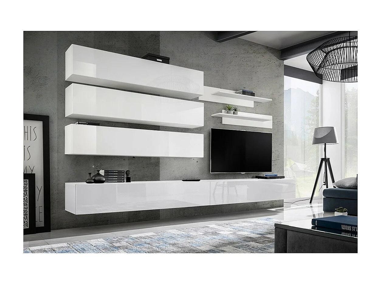 Ensemble de meubles suspendus collection FLY J1 . Coloris blanc.