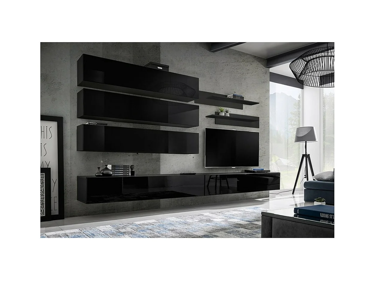 Set van zwevende meubels collectie FLY J1. Kleur zwart.