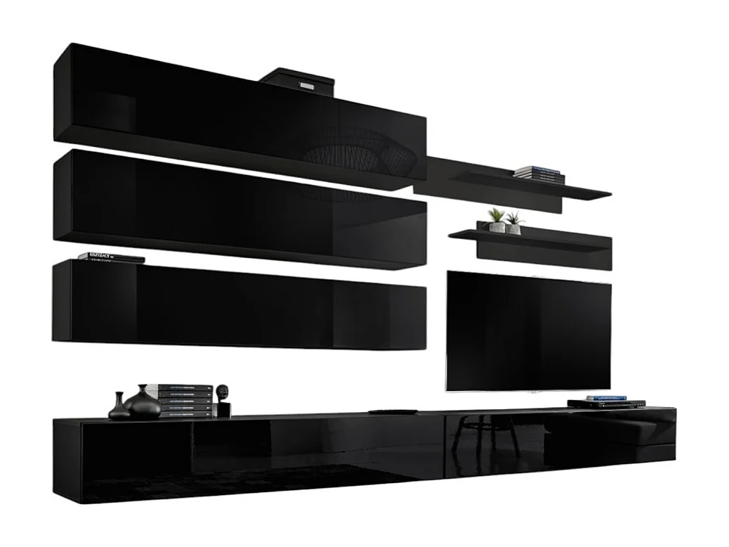 Ensemble de meubles suspendus collection FLY J1 . Coloris noir.