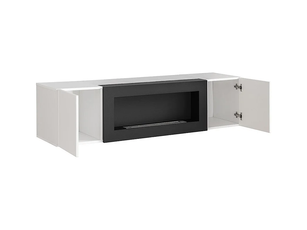 Hängende Möbelset mit dekorativem Kamin aus der Kollektion FLY M1. Farbe Schwarz.