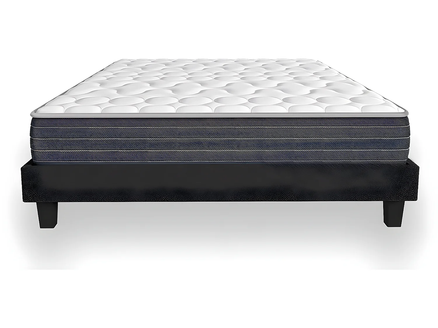 Ensemble matelas ressorts ensachés + sommier 140x190cm Spring Plus Hbedding - Mousse haute densité et ressorts ensachés
