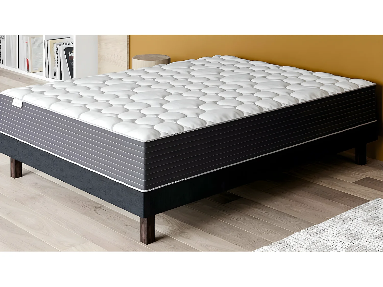 Ensemble matelas ressorts ensachés + sommier 140x190cm Spring Plus Hbedding - Mousse haute densité et ressorts ensachés