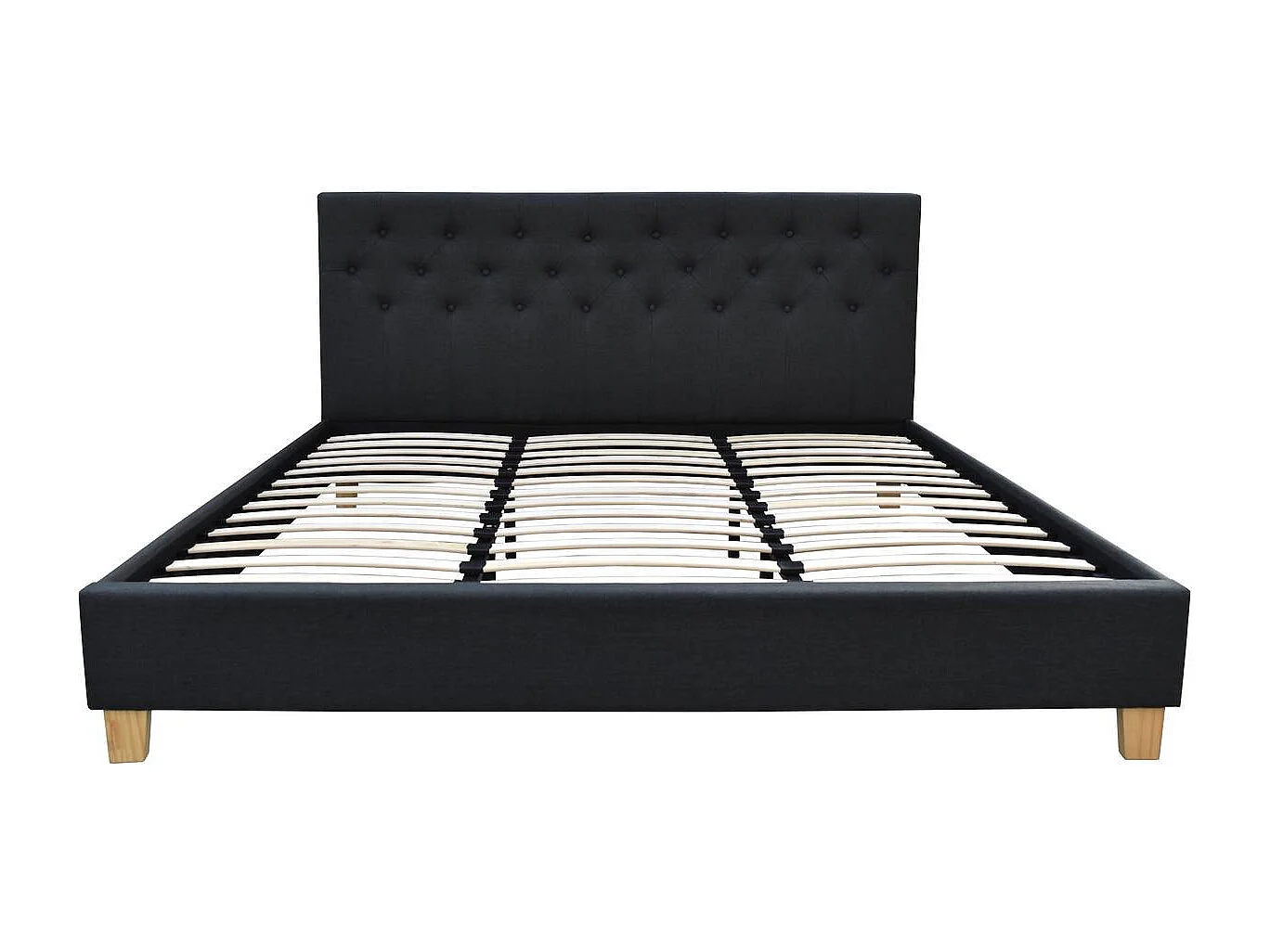 Bed "Emmy" 180x200cm Donkergrijs in Stof met Lattenbodem en Hoofdeinde Inbegrepen