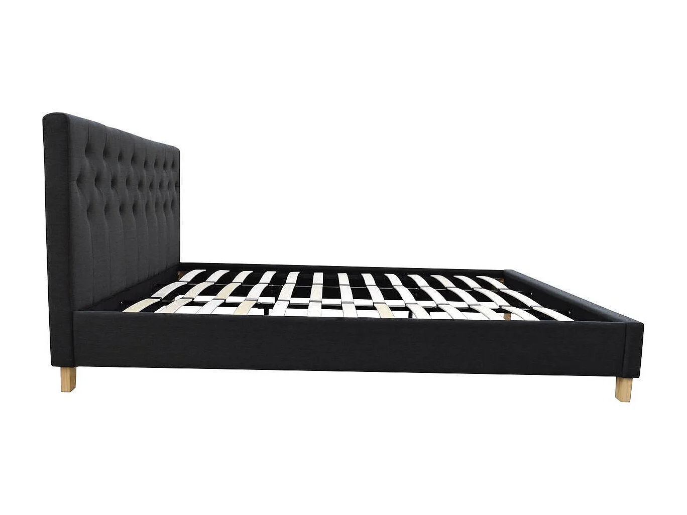 Bed "Emmy" 180x200cm Donkergrijs in Stof met Lattenbodem en Hoofdeinde Inbegrepen