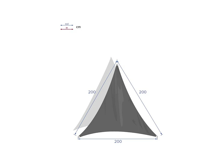 Dreieckiges Sonnensegel 2 x 2 x 2 m Curacao - Grau