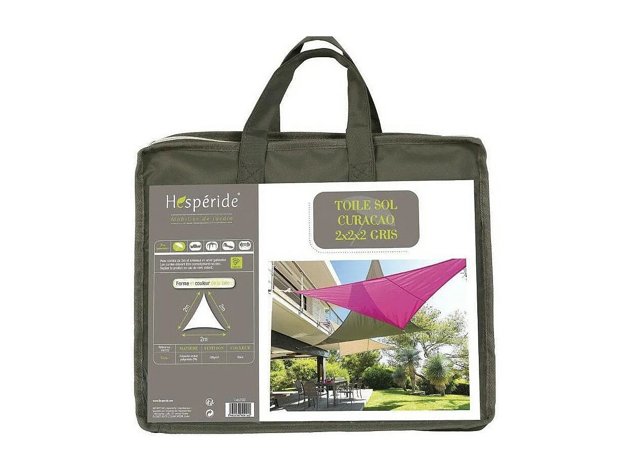 Dreieckiges Sonnensegel 2 x 2 x 2 m Curacao - Grau