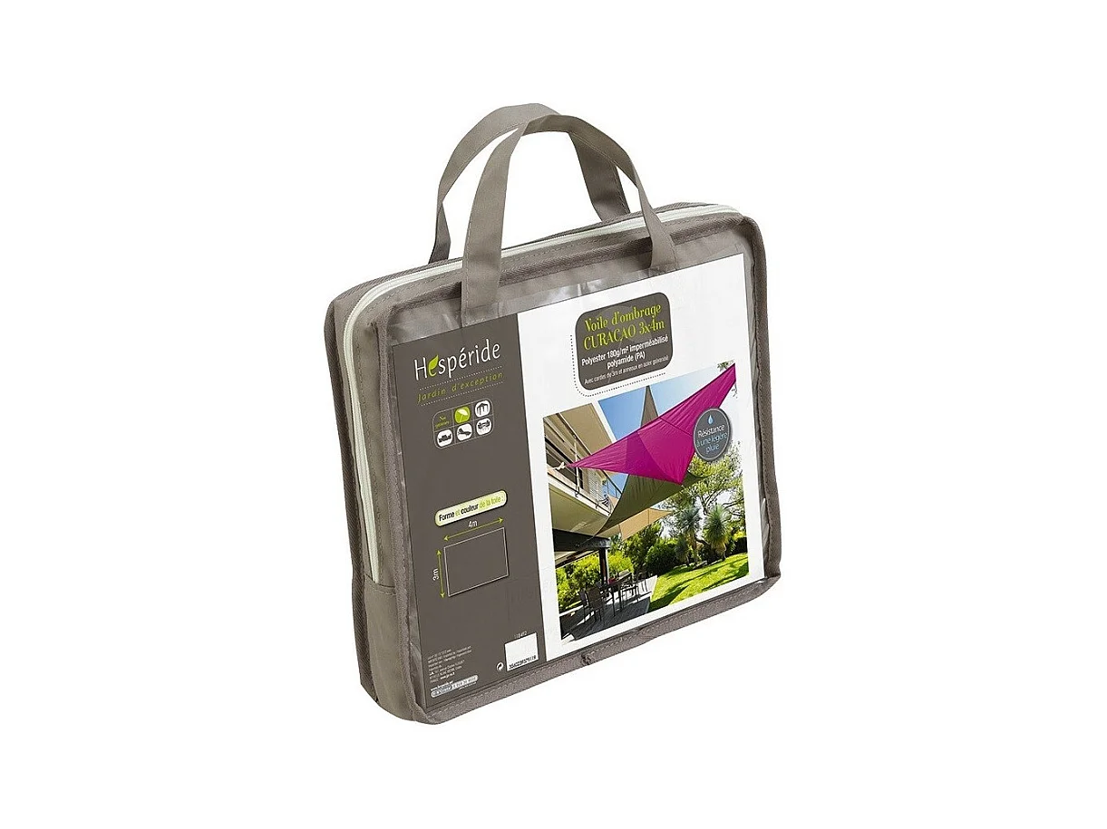 Toile solaire 3x4m Curacao taupe Hespéride - Taupe, forme rectangulaire  3 x 4m