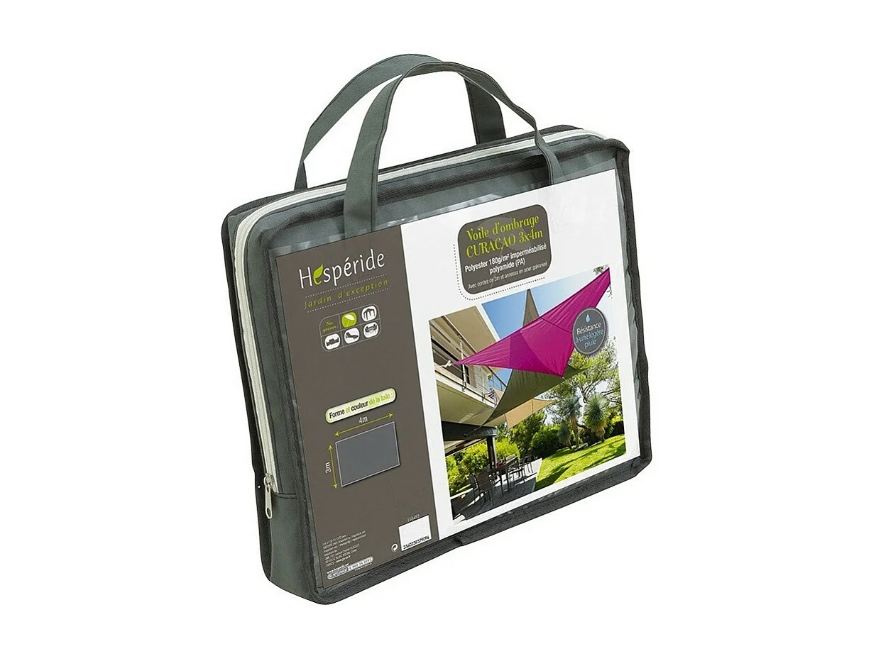 Toile solaire 3x4m Curacao gris Hespéride