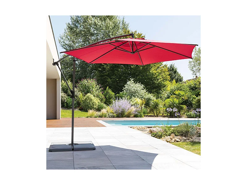 Parasol décentré rond Manoa grenade Hespéride