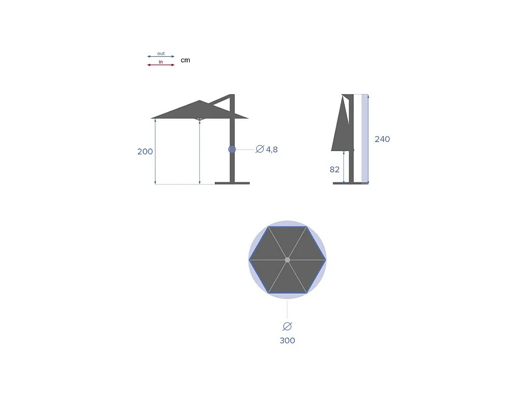 Parasol décentré rond Manoa grenade Hespéride