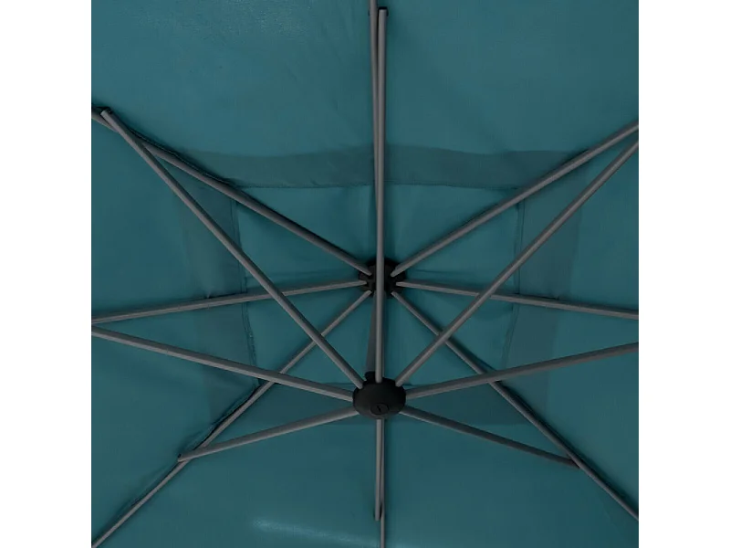 Parasol décentré carré Manoa bleu canard Hespéride