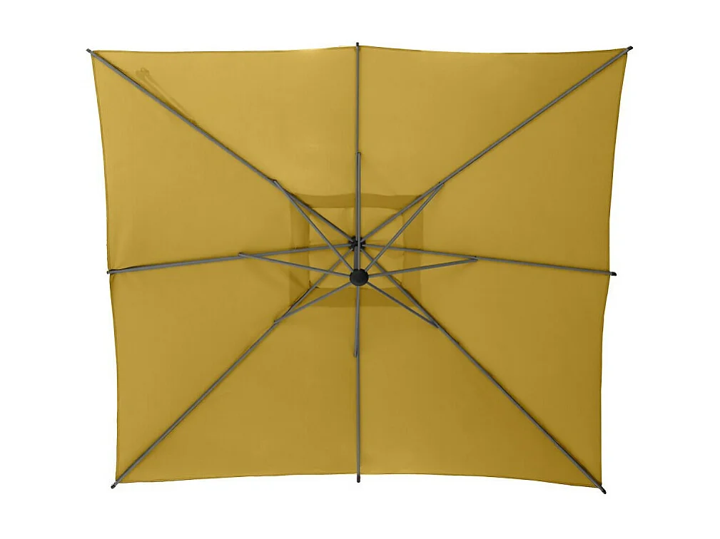 Parasol décentré carré Manoa jaune moutarde Hespéride