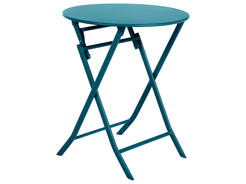 Table ronde pliante Greensboro 2p bleu canard Hespéride