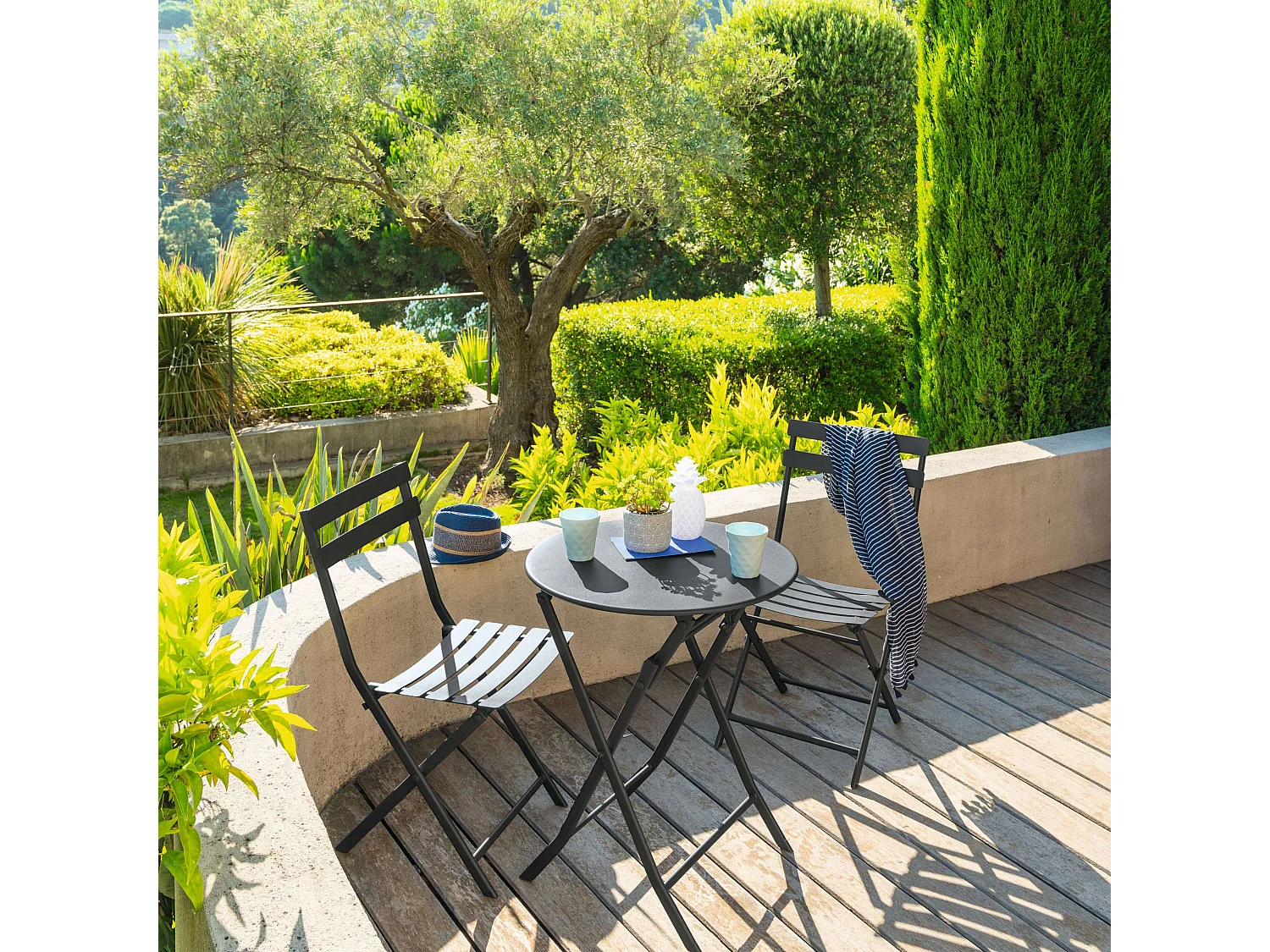 Table ronde pliante Greensboro 2p graphite Hespéride