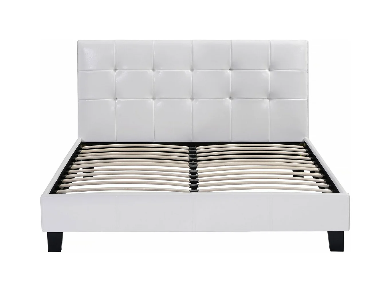Bed "Julia" PVC Wit met Gestoffeerd Hoofdeinde - 140 x 190 cm