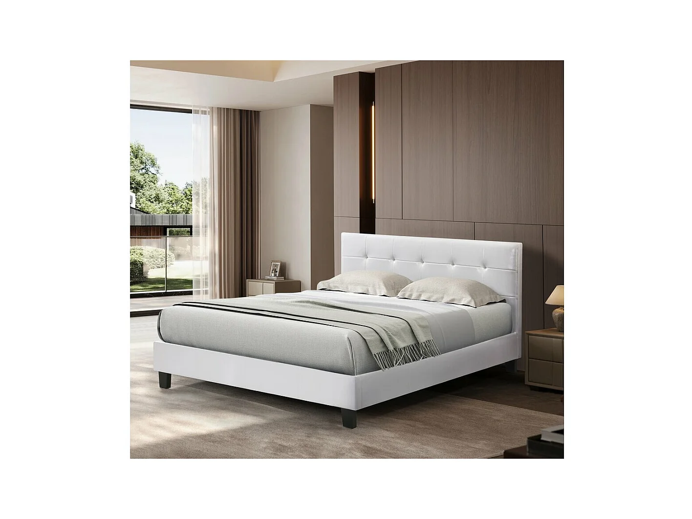 Lit double en pvc "Julia" - 140 x 190 cm - Blanc
