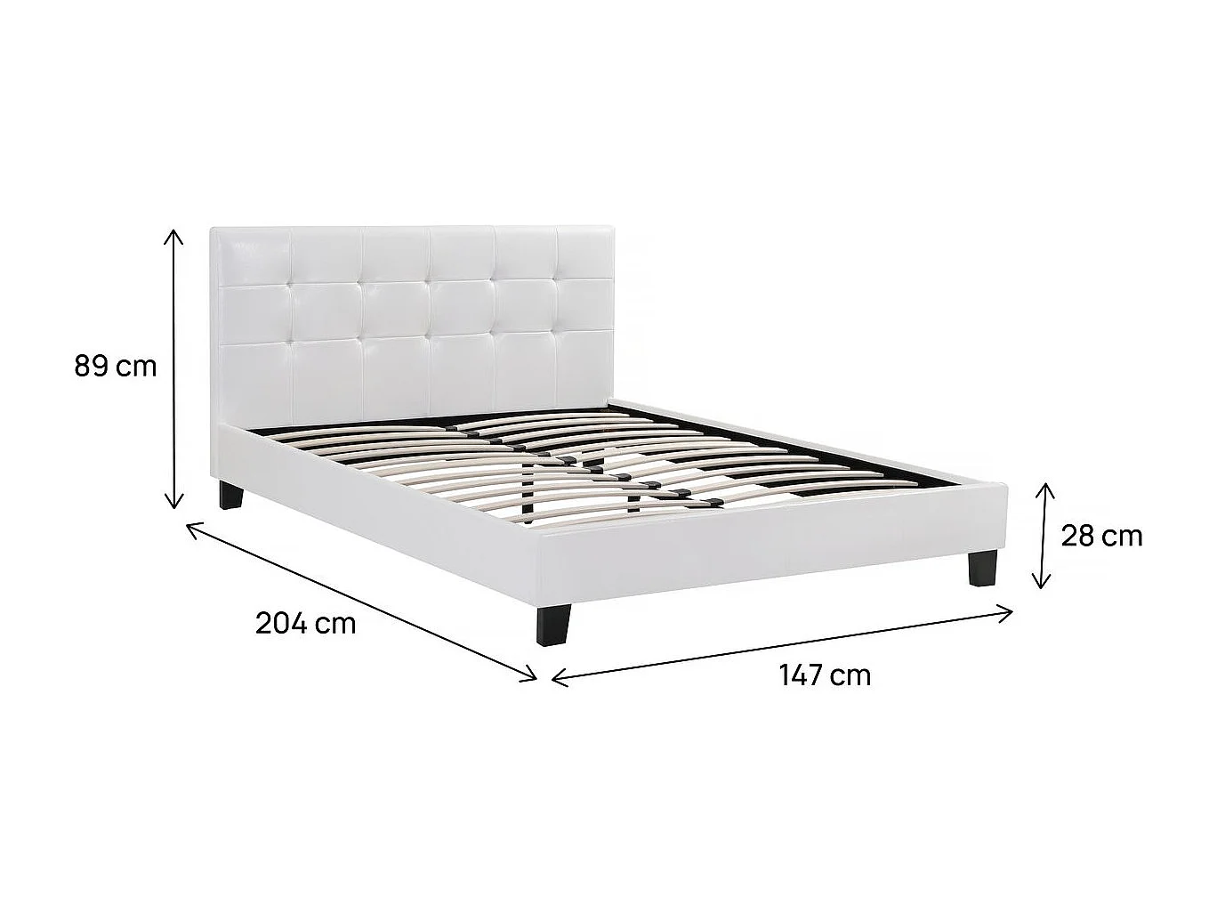 Lit double en pvc "Julia" - 140 x 190 cm - Blanc