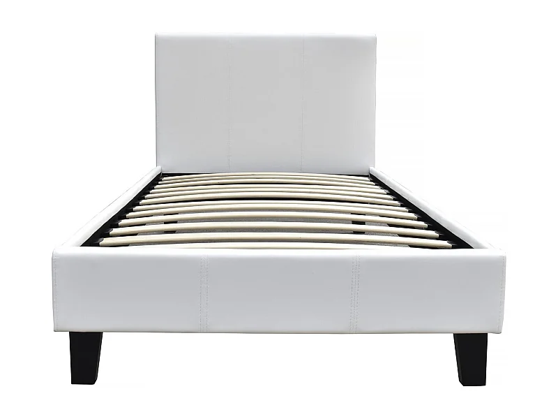 Cama de solteiro "Lina" 90x190 cm em contraplacado branco com estrado de ripas